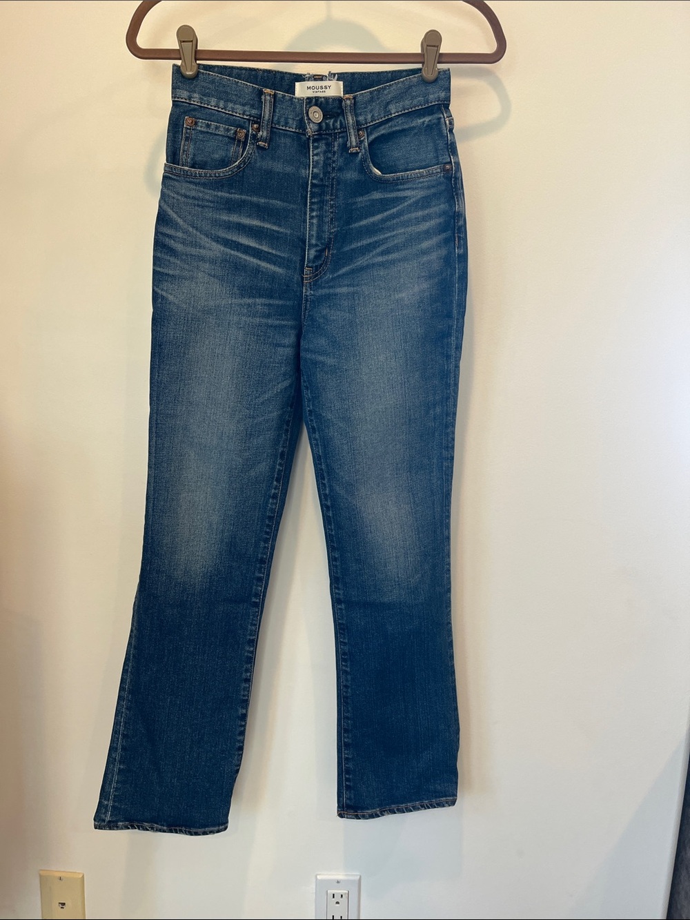 🧋Moussy Vintage Otis Flare High Waisted Made in Japan Denim blue size 26 - Picture 2 of 12